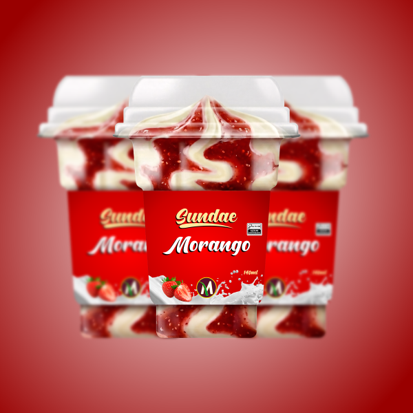 SUNDAE DE MORANGO CX 8 UNI - D'Moura Açaí