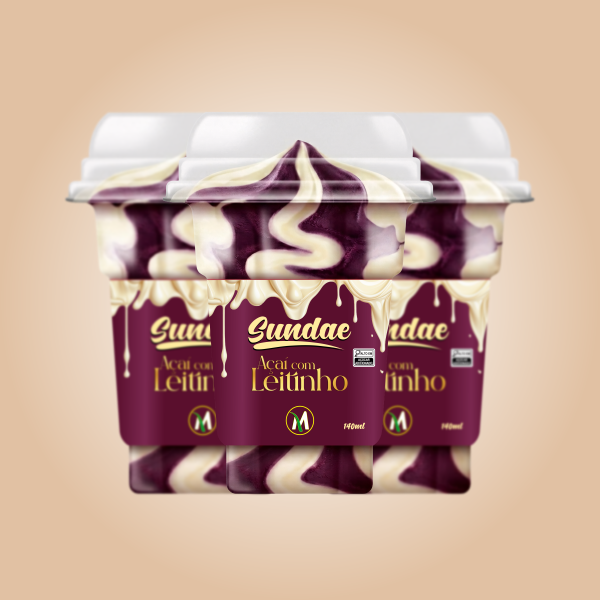 SUNDAE AÇAI C/ LEITINHO CX 8 UNI - D'Moura Açaí
